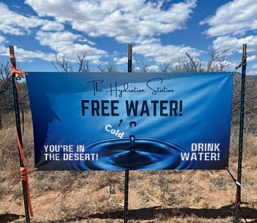 A hydration station was set up on the road exiting the Saguaro Man event offering free water.