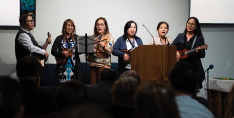 The ukulele group from the United Filipino congrega- tion shares the special music.