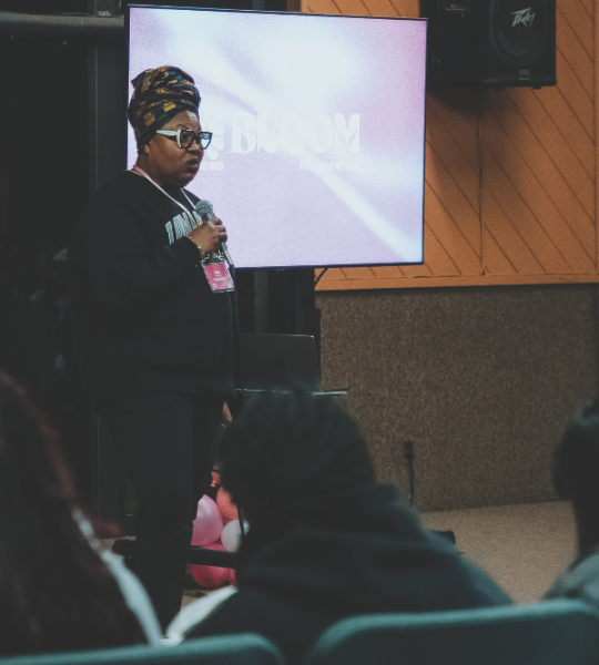 Dilys Brooks shares a message with the teen girls.