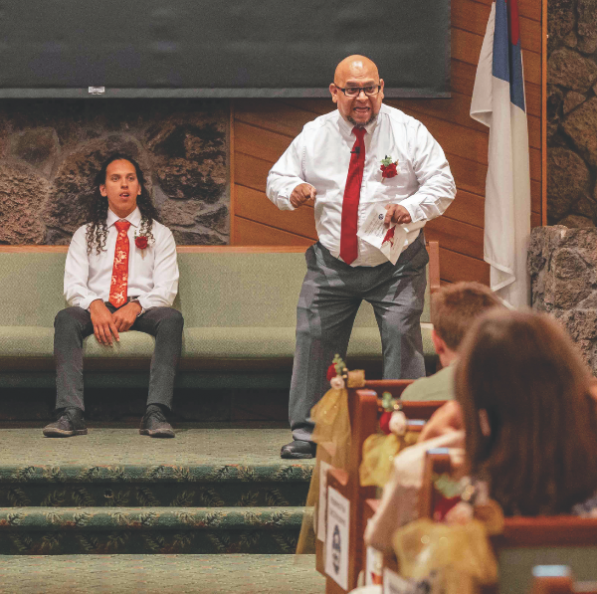 Emigdio Gamez, graduation commencement speaker and father of the graduate, shares how determined and persevering his son is: “He taught himself how to do backflips.”