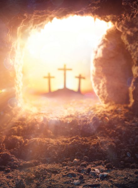 Rolled Stone In The Cave In Easter Morning - Shroud And Defocused Bokeh Lights