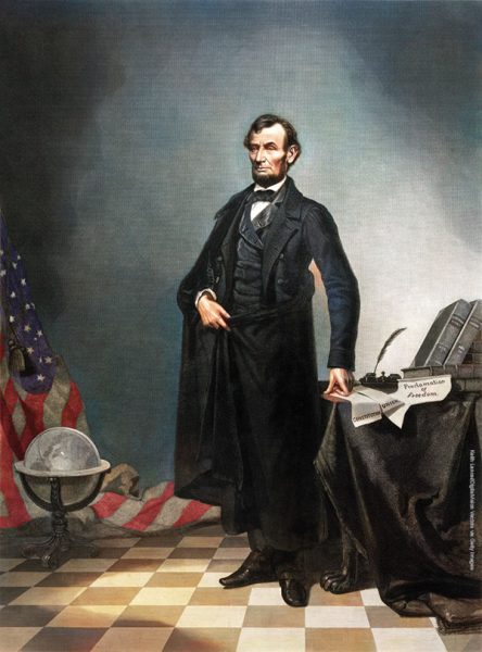 Antiguo cuadro de Abraham Lincoln, el 16º presidente de los Estados Unidos, fungiendo en ese cargo desde 1861 hasta su asesinato en 1865.
